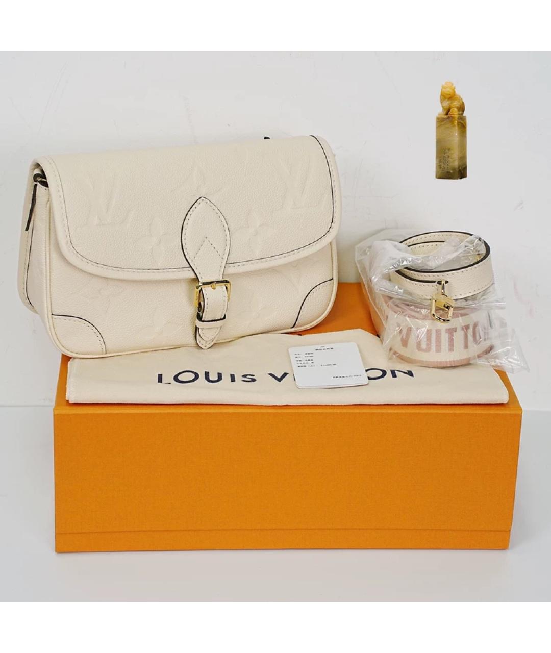 LOUIS VUITTON Белая кожаная сумка через плечо, фото 7