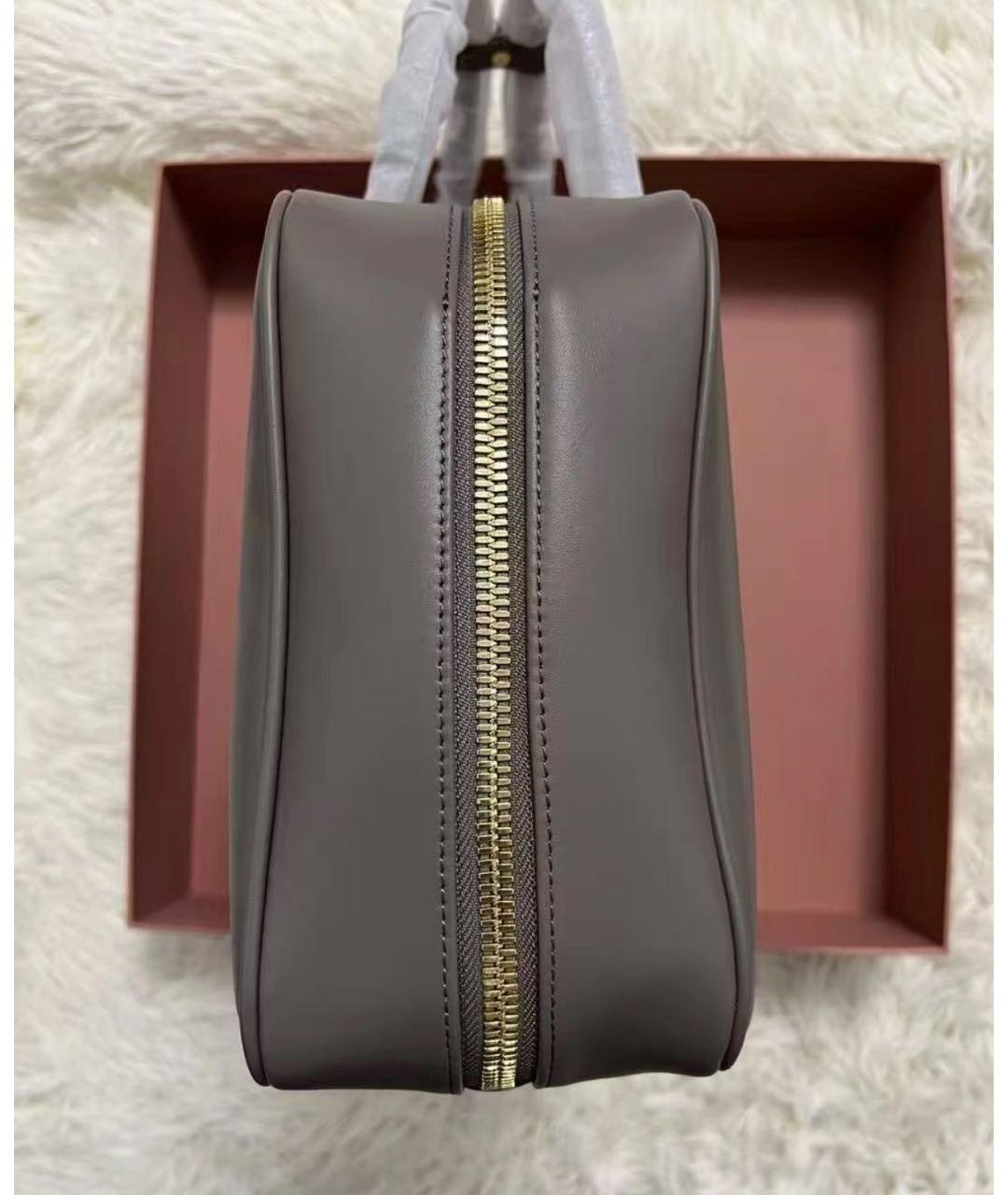 MIU MIU Серая кожаная сумка с короткими ручками, фото 7