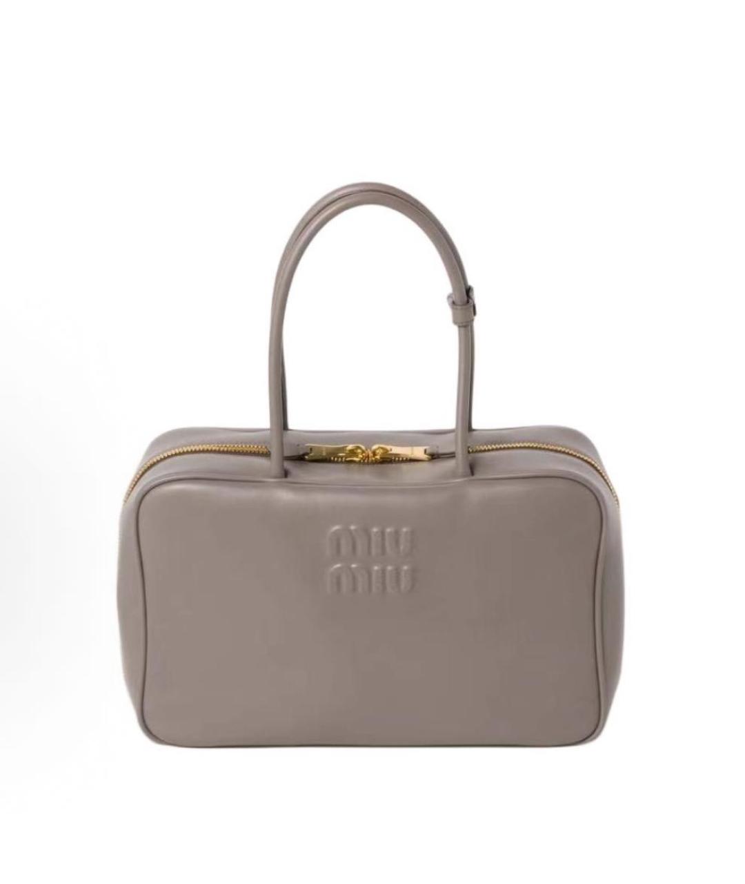 MIU MIU Серая кожаная сумка с короткими ручками, фото 1