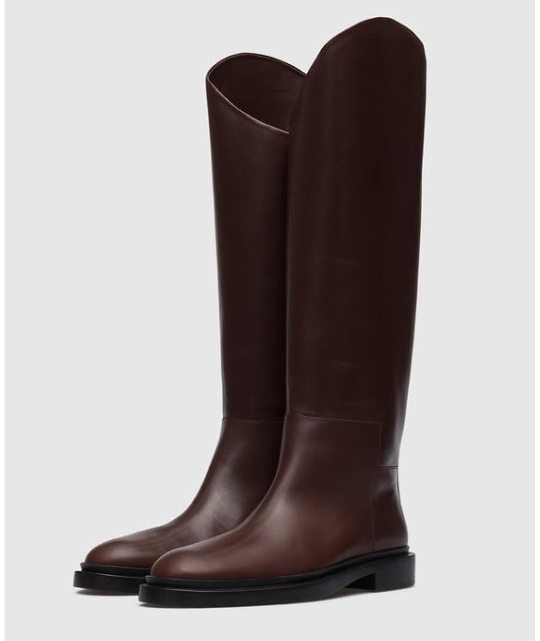 JIL SANDER Коричневые кожаные сапоги, фото 6