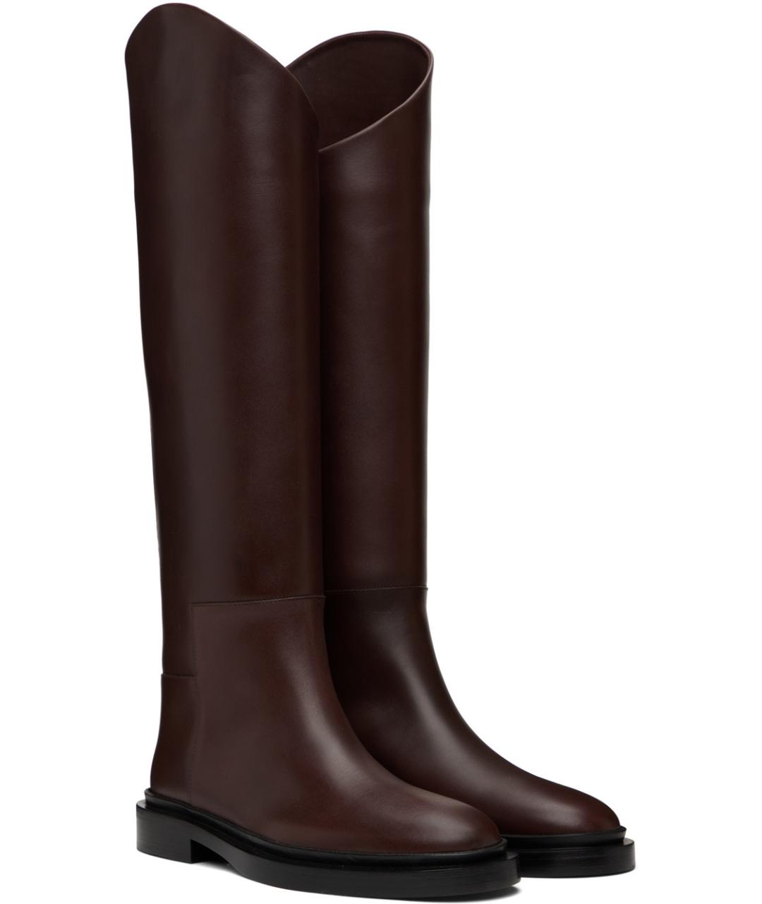 JIL SANDER Коричневые кожаные сапоги, фото 3