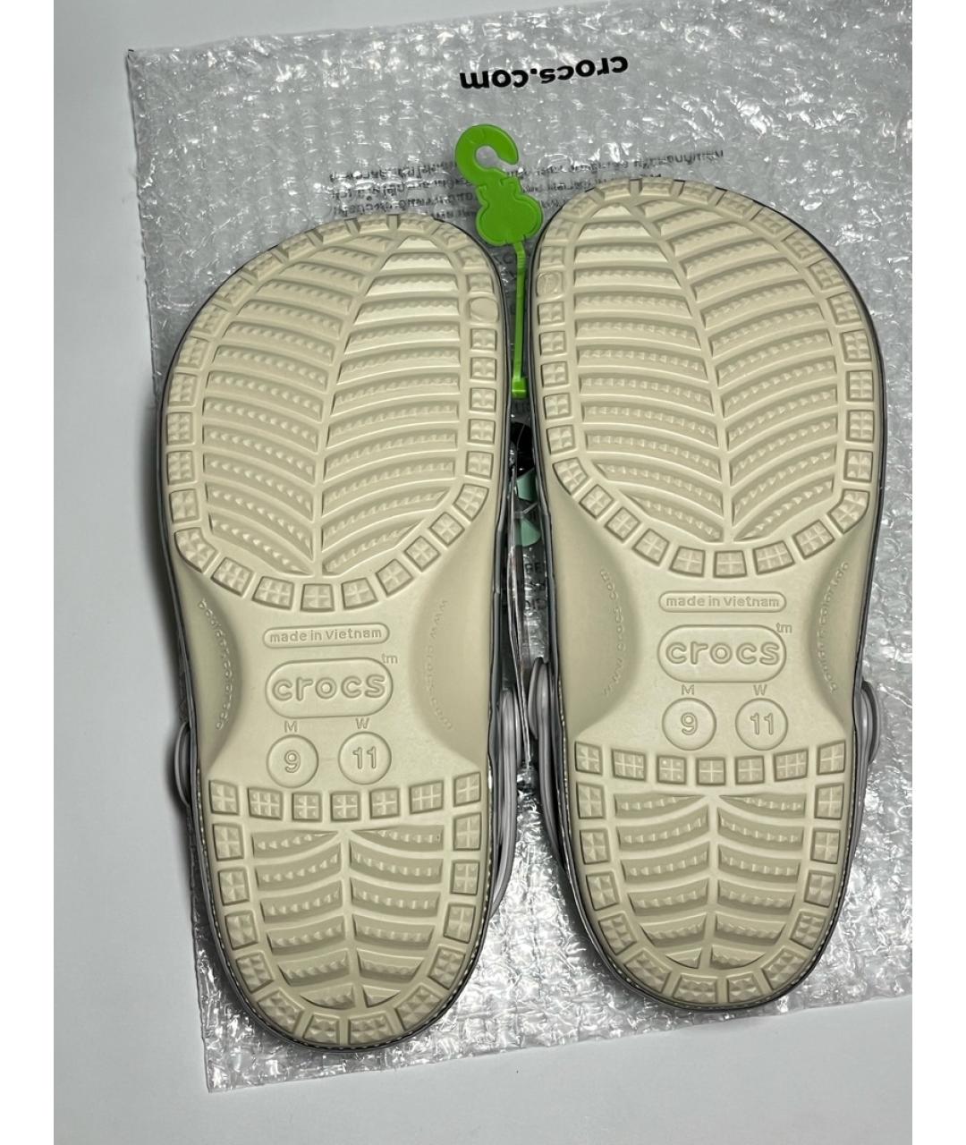 CROCS Бежевые резиновые шлепанцы, фото 5