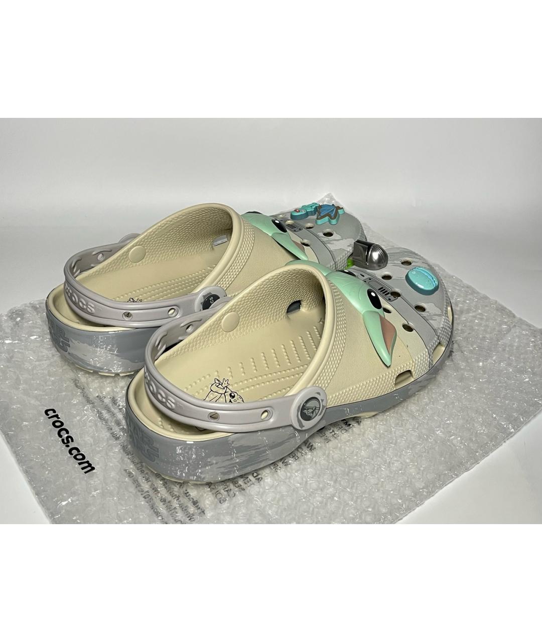 CROCS Бежевые резиновые шлепанцы, фото 3