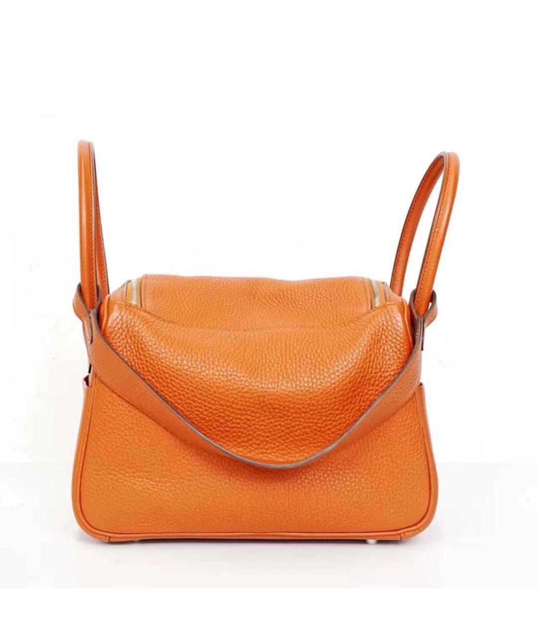 HERMES Оранжевая сумка с короткими ручками, фото 4