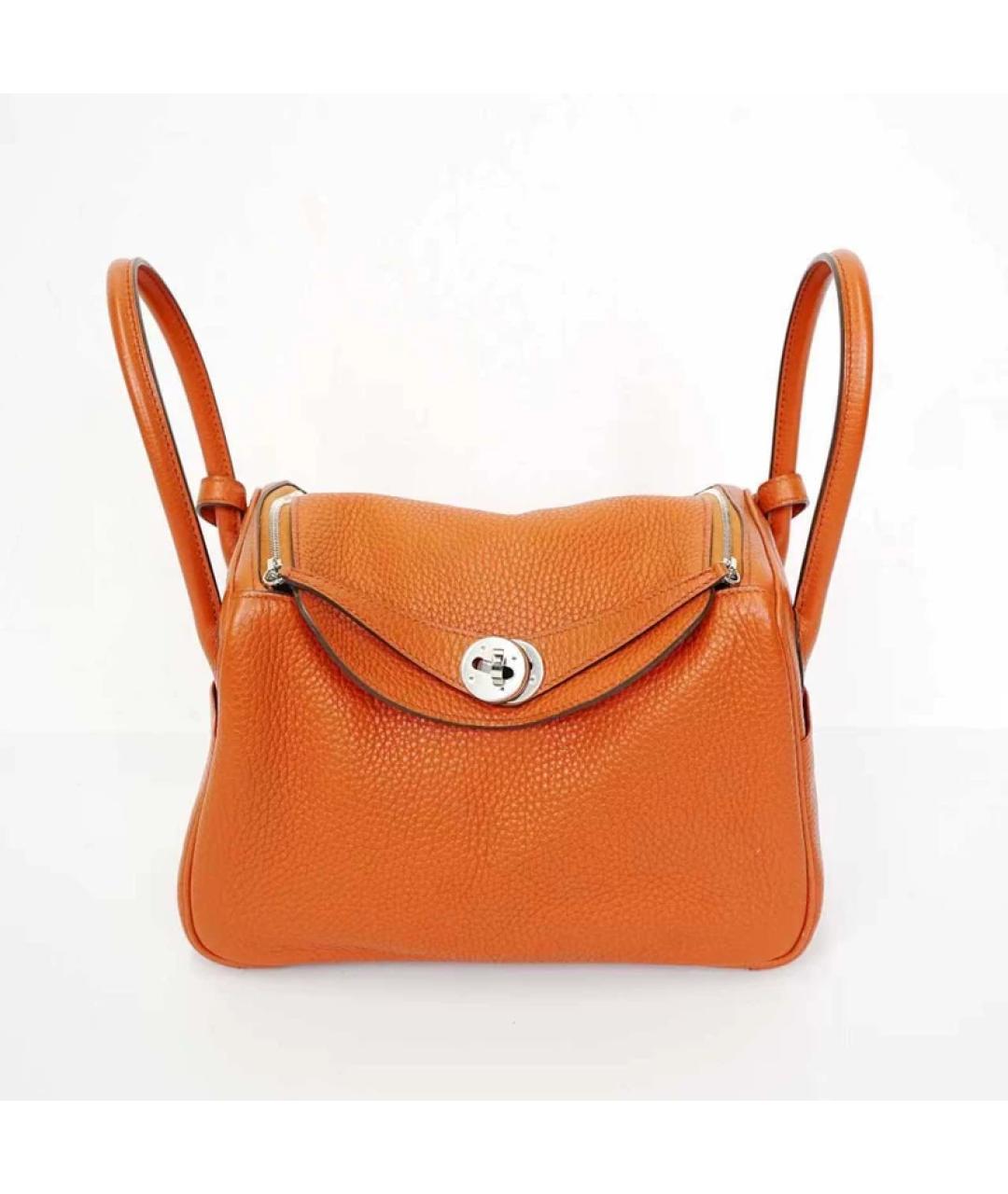 HERMES Оранжевая сумка с короткими ручками, фото 10