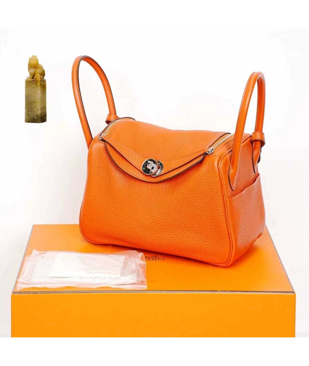HERMES Оранжевая сумка с короткими ручками, фото 9