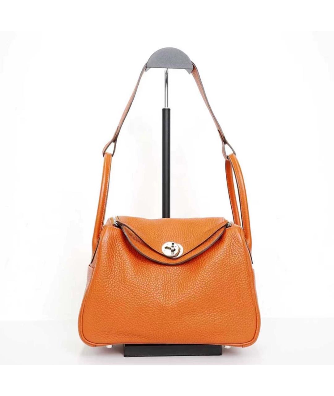HERMES Оранжевая сумка с короткими ручками, фото 7