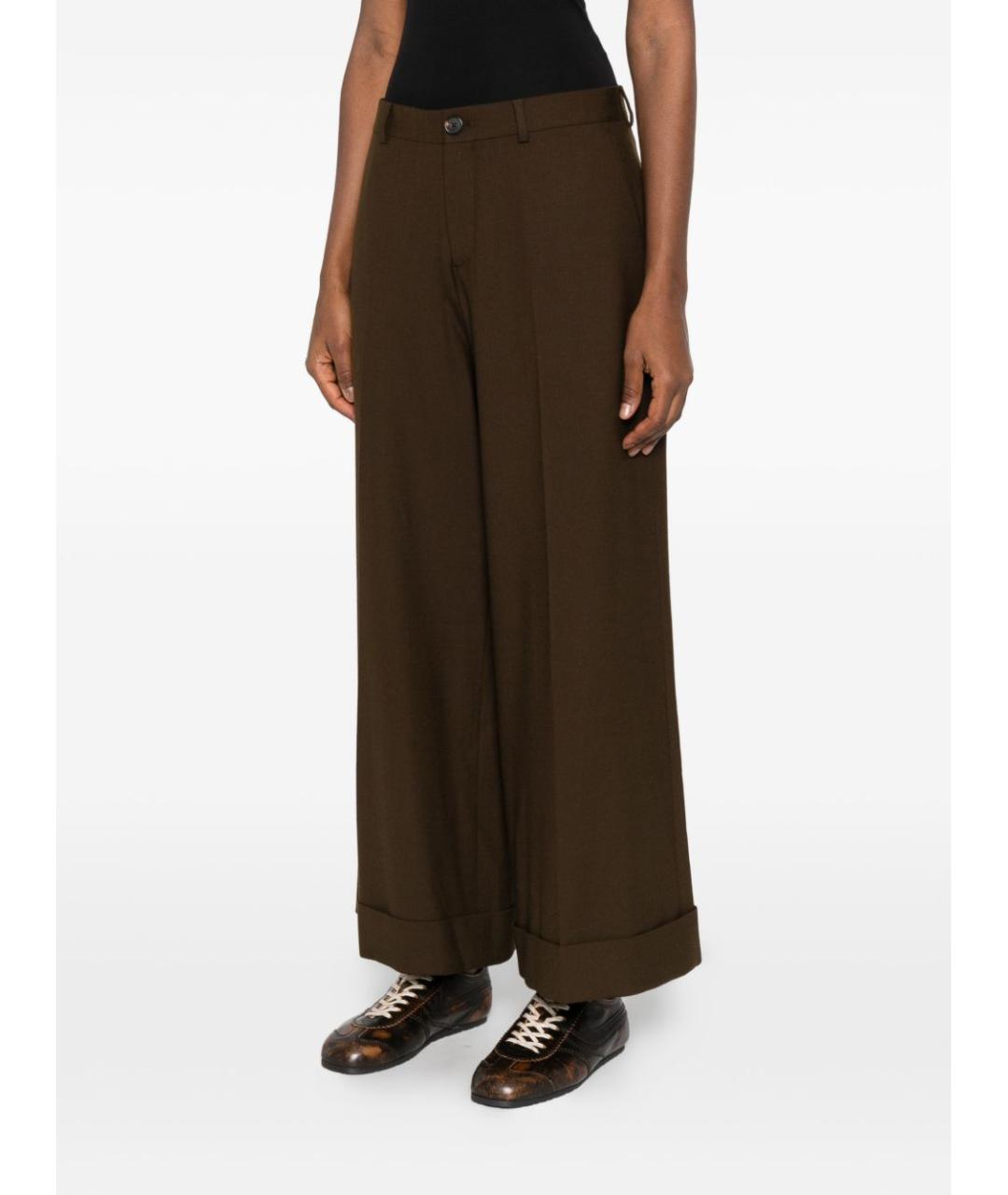 CELINE Коричневые шерстяные брюки широкие, фото 4