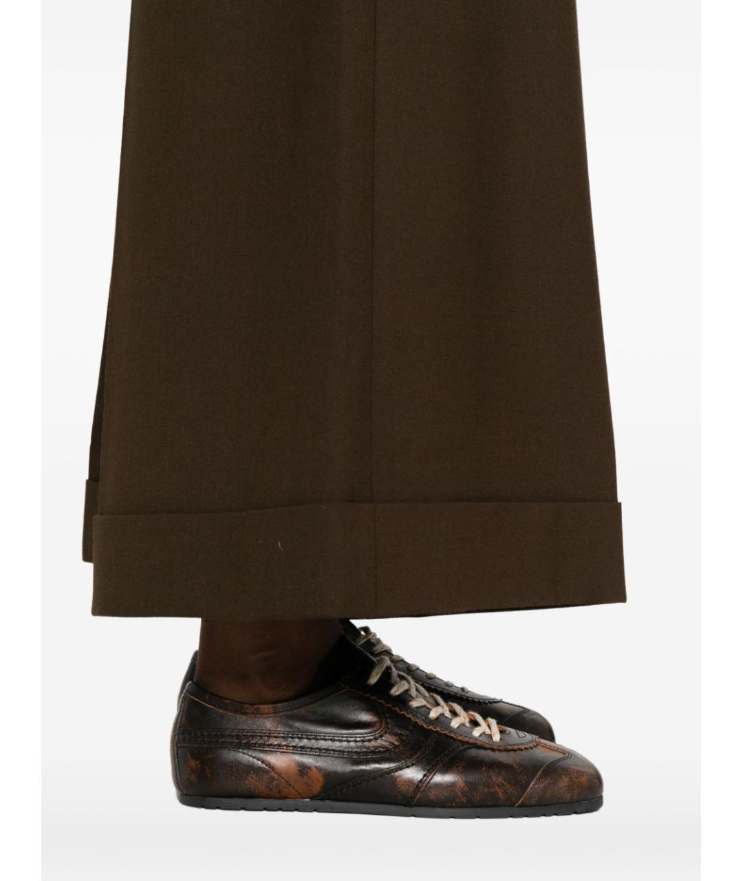 CELINE Коричневые шерстяные брюки широкие, фото 3