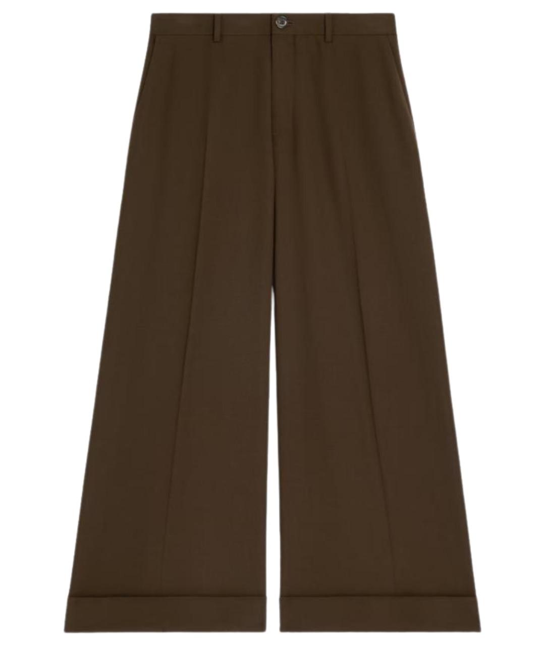 CELINE Коричневые шерстяные брюки широкие, фото 1
