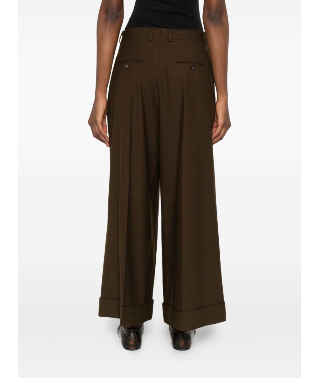 CELINE Коричневые шерстяные брюки широкие, фото 2