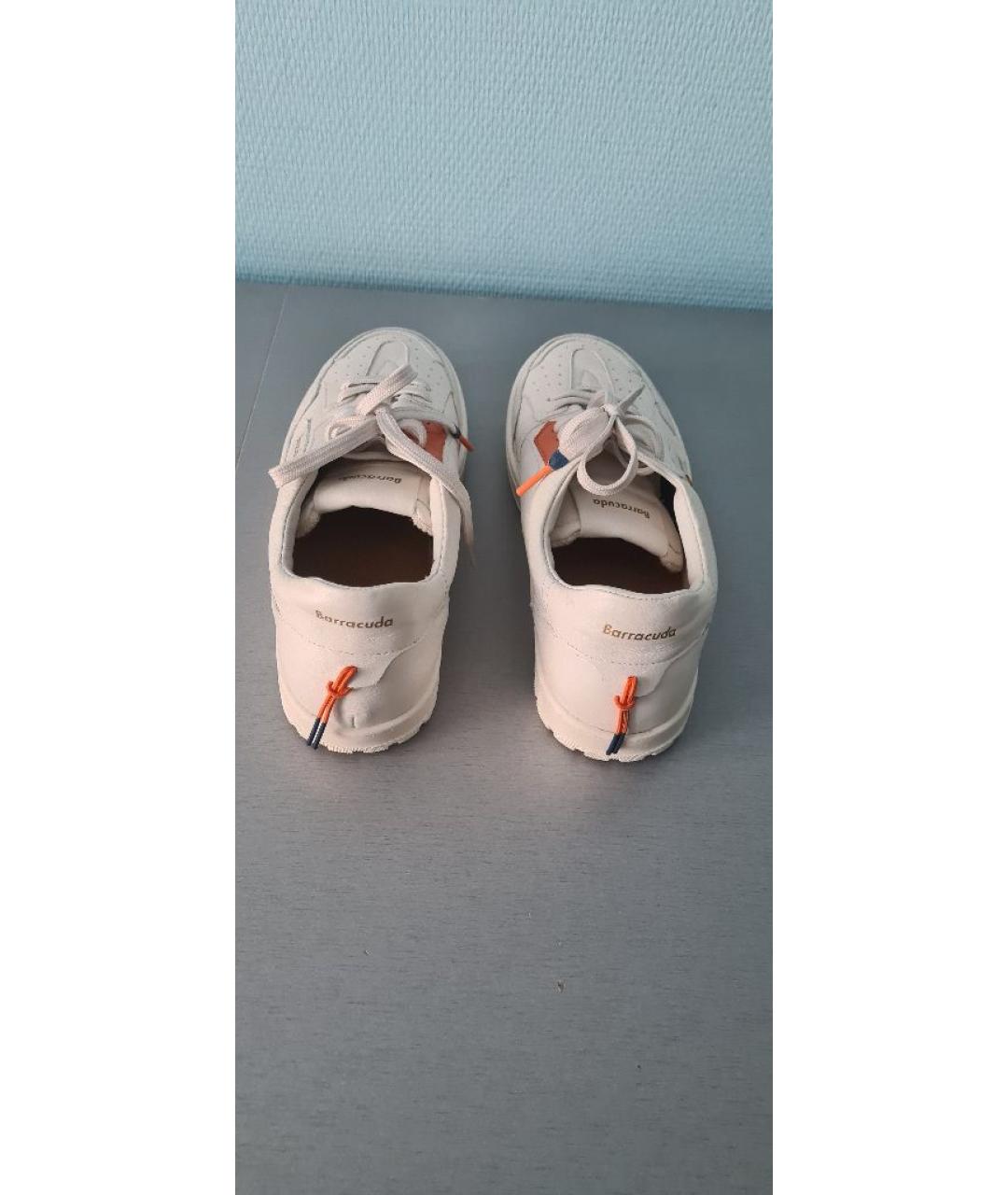 BARRACUDA Белые кожаные низкие кроссовки / кеды, фото 4