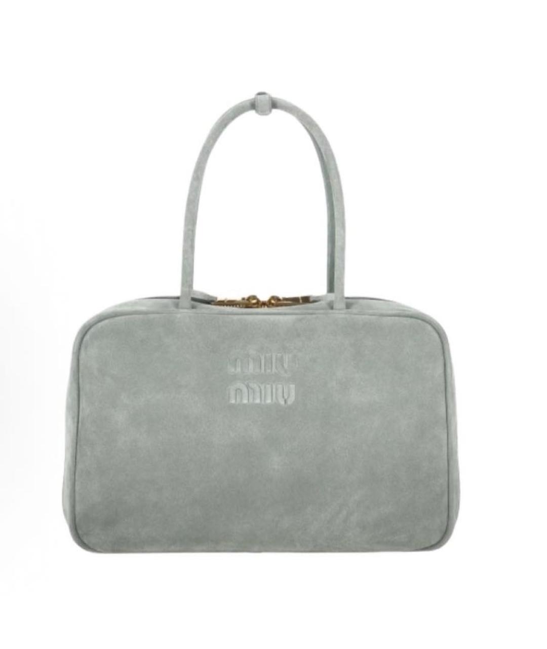 MIU MIU Серая замшевая сумка с короткими ручками, фото 1