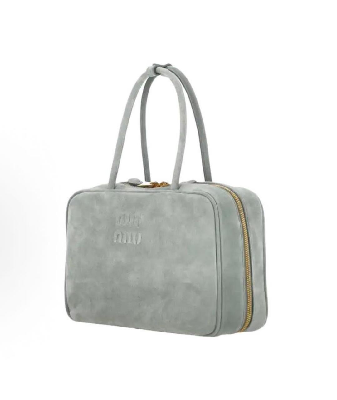 MIU MIU Серая замшевая сумка с короткими ручками, фото 2