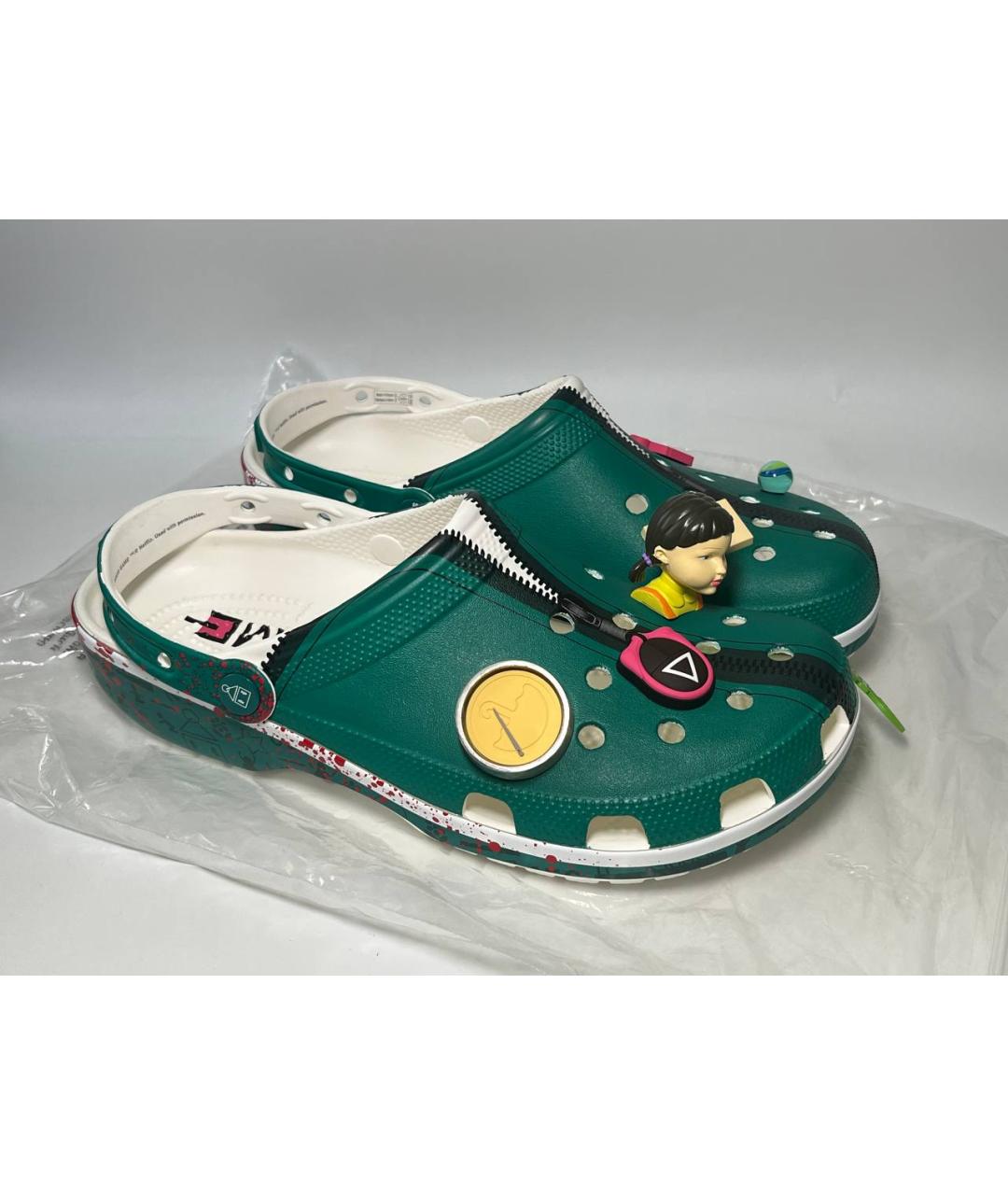 CROCS Зеленые резиновые шлепанцы, фото 2