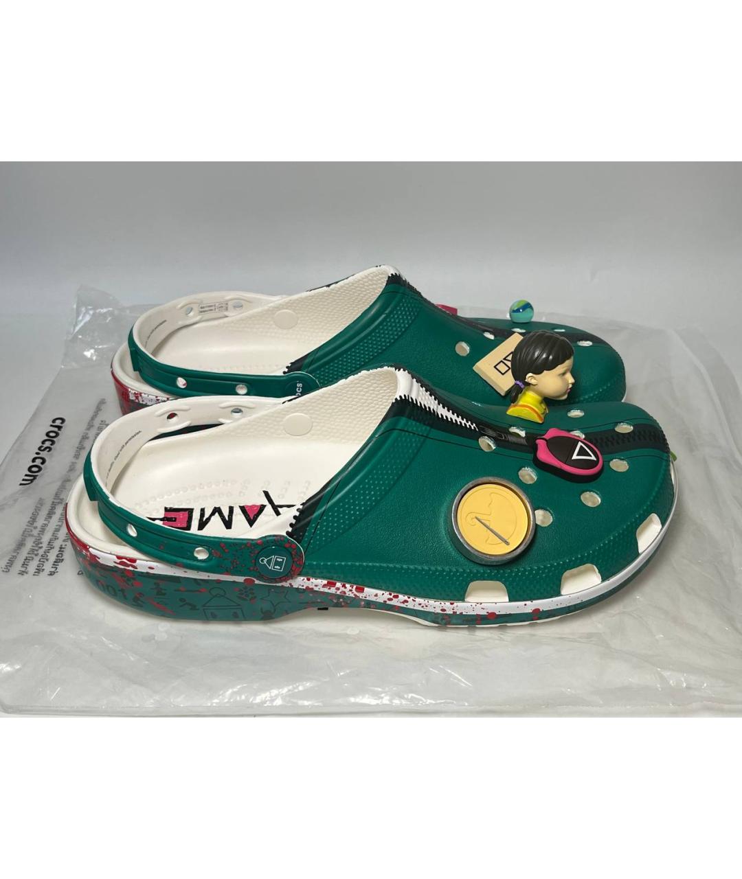 CROCS Зеленые резиновые шлепанцы, фото 10