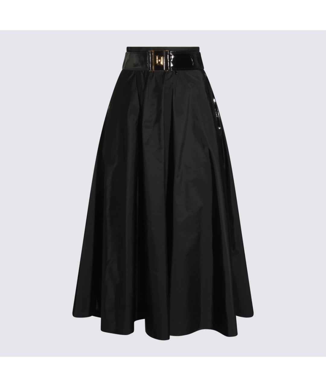 ELISABETTA FRANCHI Черная полиэстеровая юбка миди, фото 5