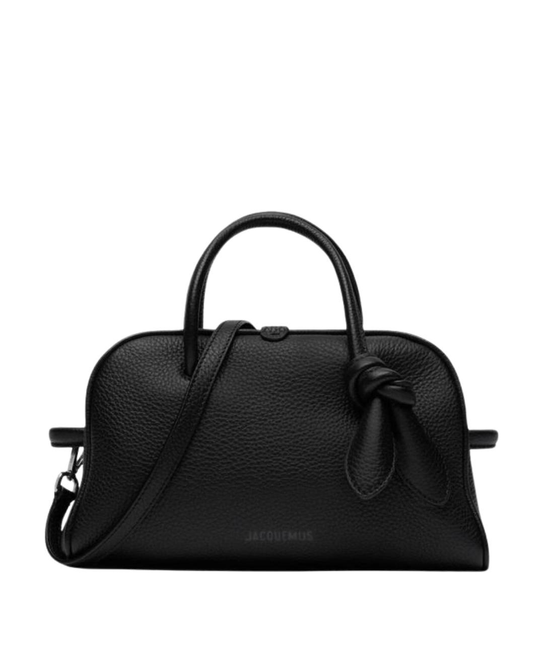 JACQUEMUS Черная кожаная сумка тоут, фото 1