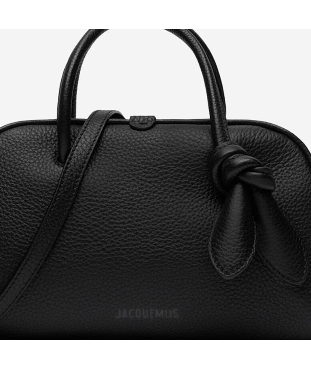 JACQUEMUS Черная кожаная сумка тоут, фото 5