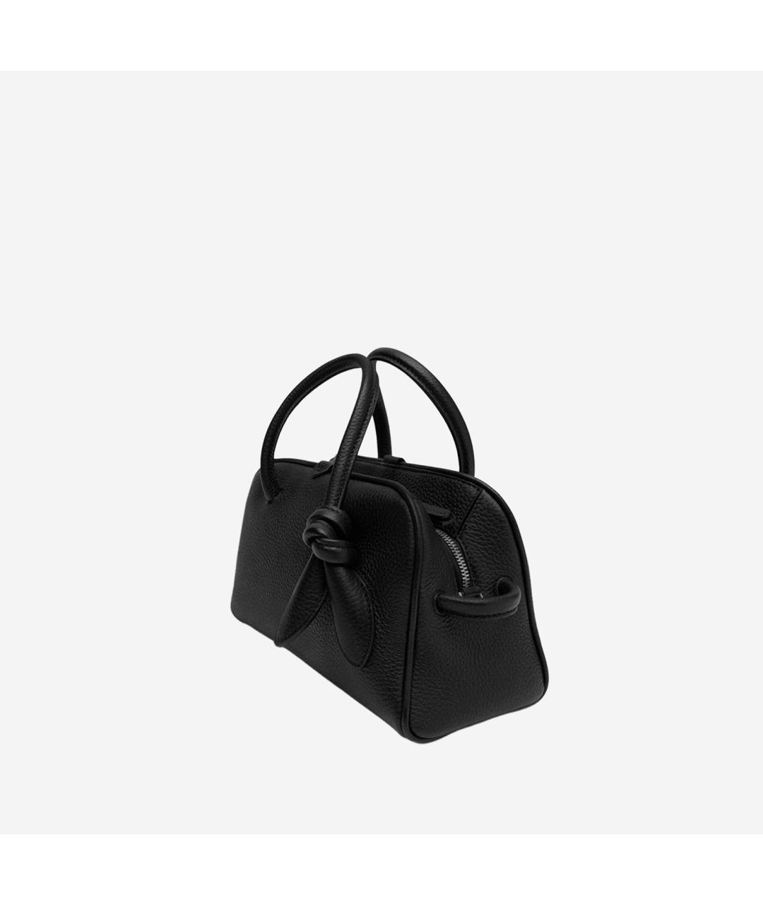 JACQUEMUS Черная кожаная сумка тоут, фото 4