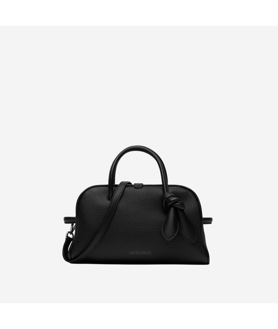 JACQUEMUS Черная кожаная сумка тоут, фото 6