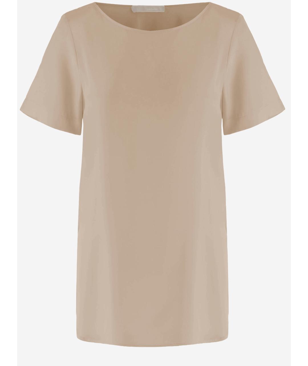 ALLUDE Бежевая шелковая футболка, фото 4