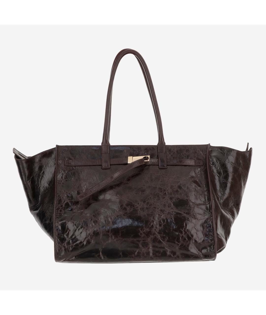 BENEDETTA BRUZZICHES Коричневая кожаная сумка тоут, фото 1