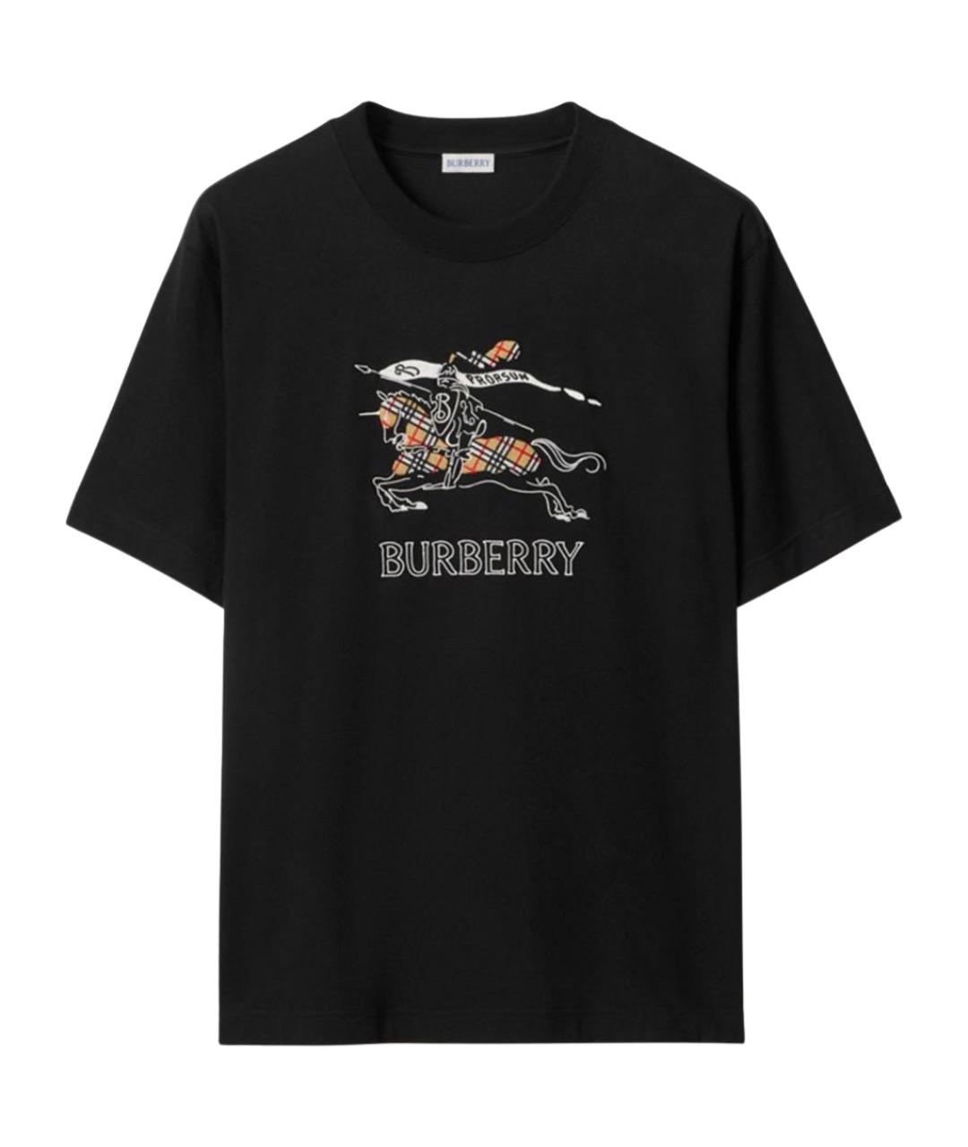 BURBERRY Черная хлопковая футболка, фото 1