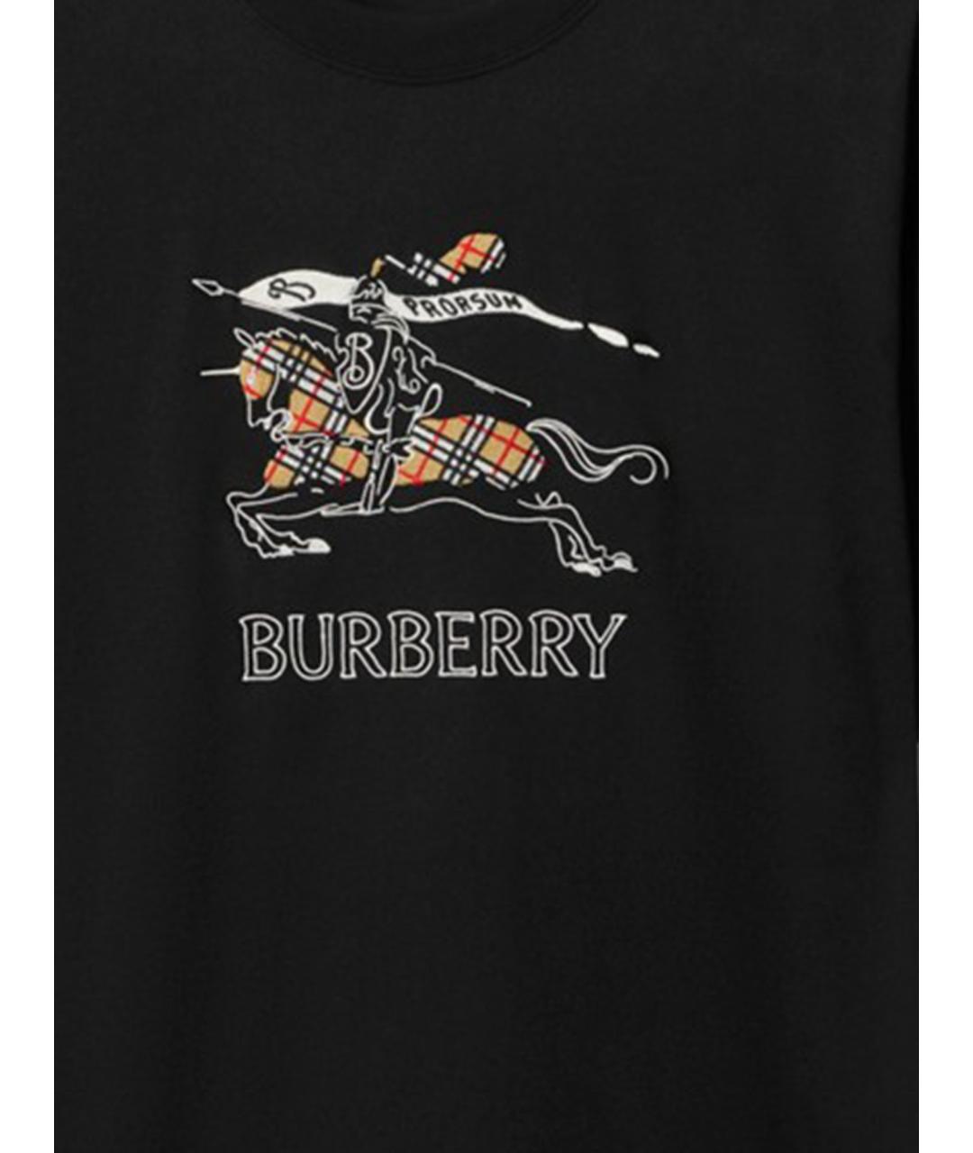 BURBERRY Черная хлопковая футболка, фото 3