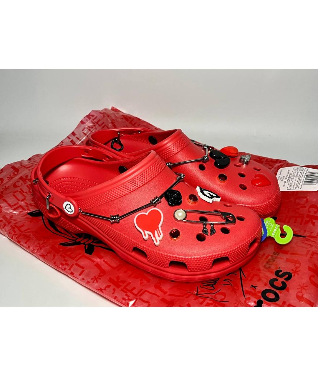 CROCS Красные резиновые шлепанцы, фото 2