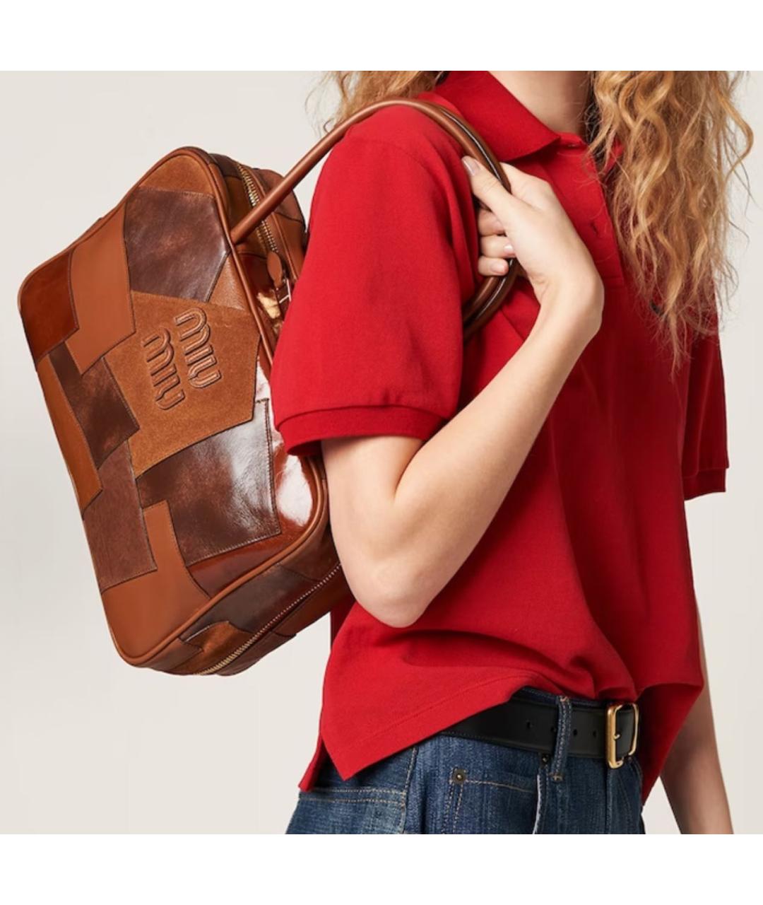 MIU MIU Коричневая кожаная сумка через плечо, фото 5