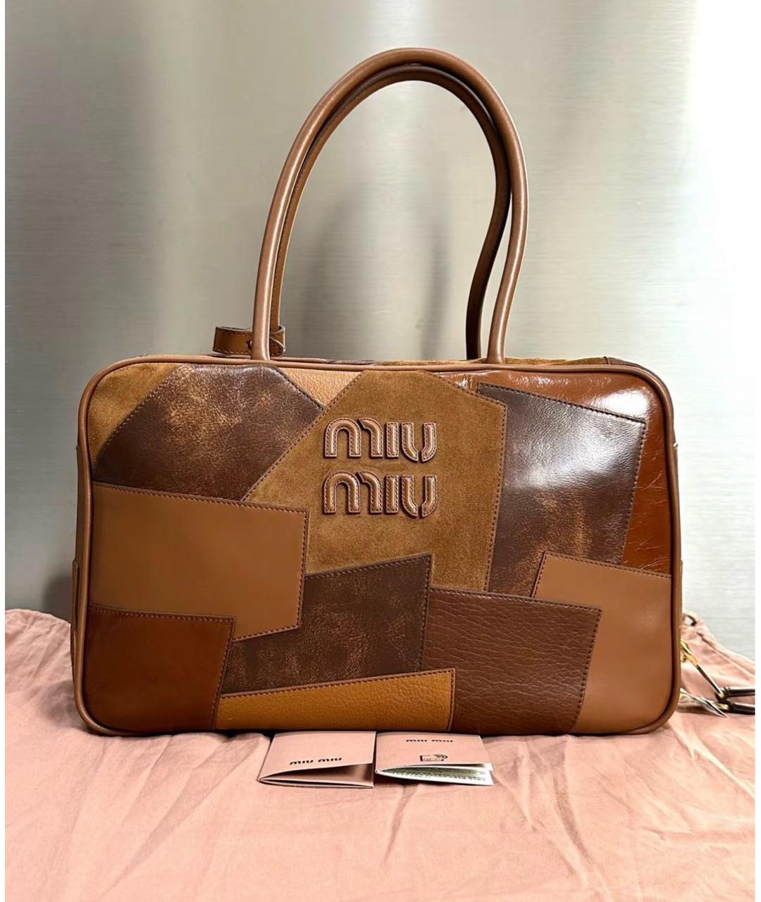 MIU MIU Коричневая кожаная сумка через плечо, фото 6