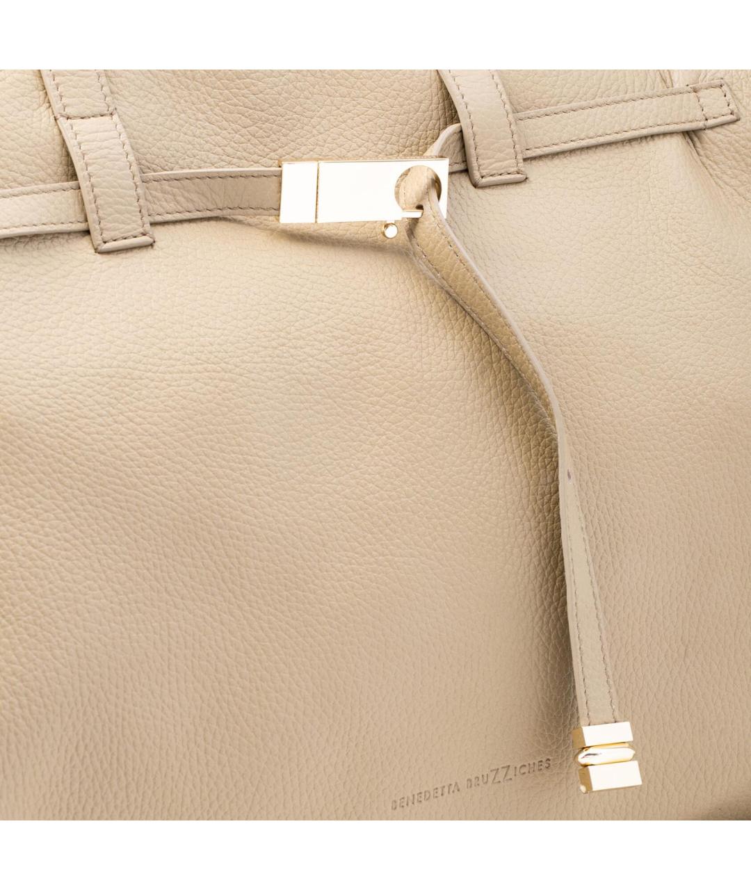 BENEDETTA BRUZZICHES Бежевая кожаная сумка тоут, фото 4