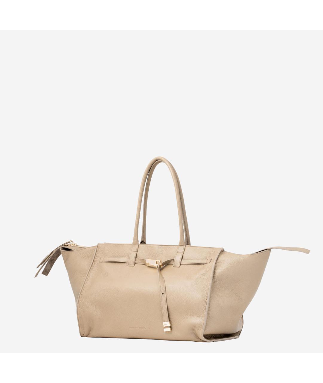 BENEDETTA BRUZZICHES Бежевая кожаная сумка тоут, фото 2