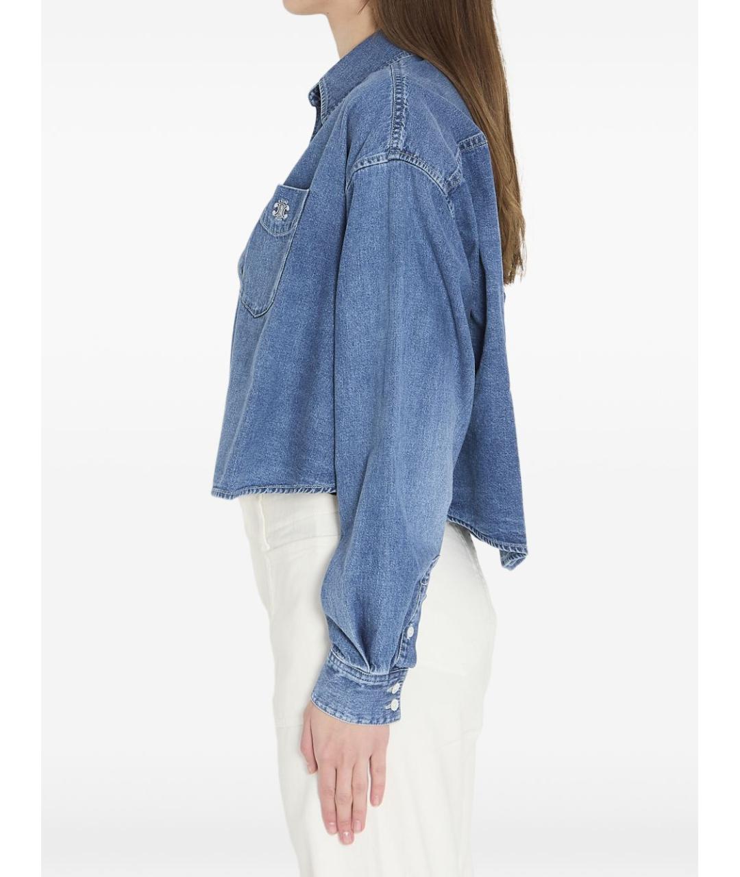 CELINE Голубая хлопковая рубашка, фото 4