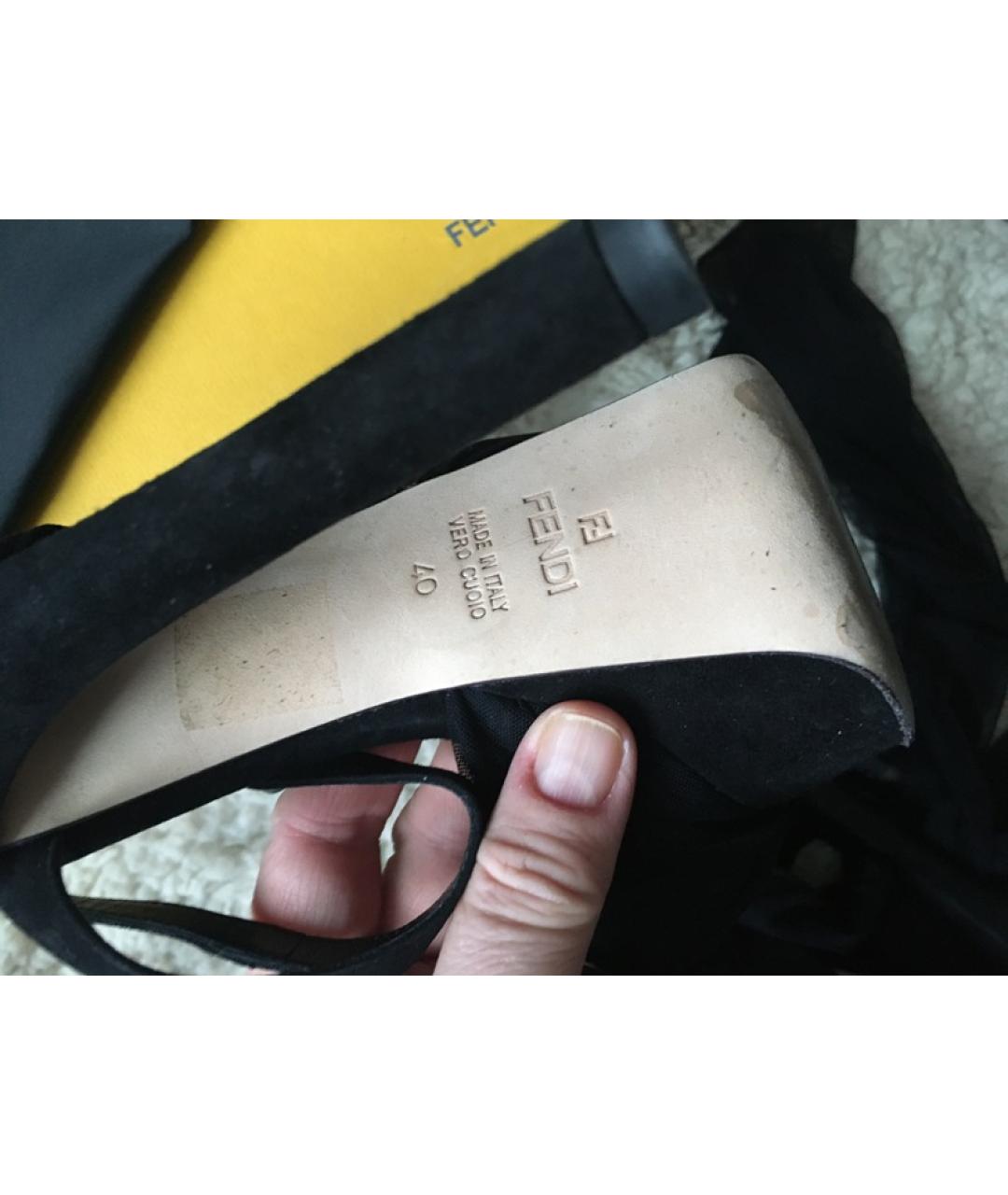 FENDI Черные замшевые босоножки, фото 5