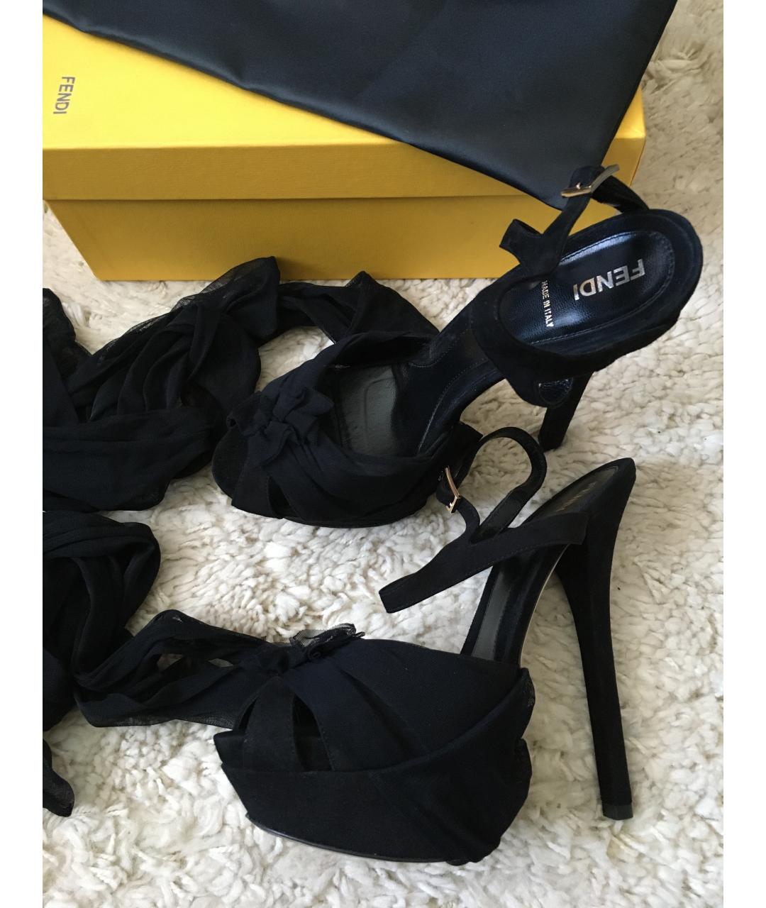 FENDI Черные замшевые босоножки, фото 6