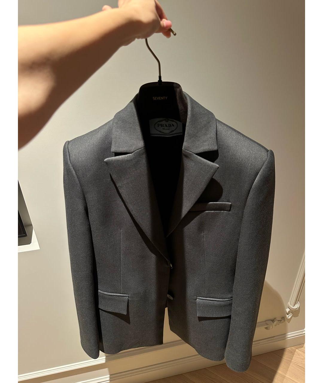 PRADA Антрацитовый шерстяной жакет/пиджак, фото 5