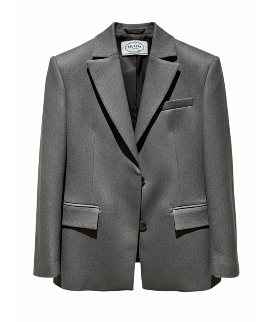 PRADA Антрацитовый шерстяной жакет/пиджак, фото 1