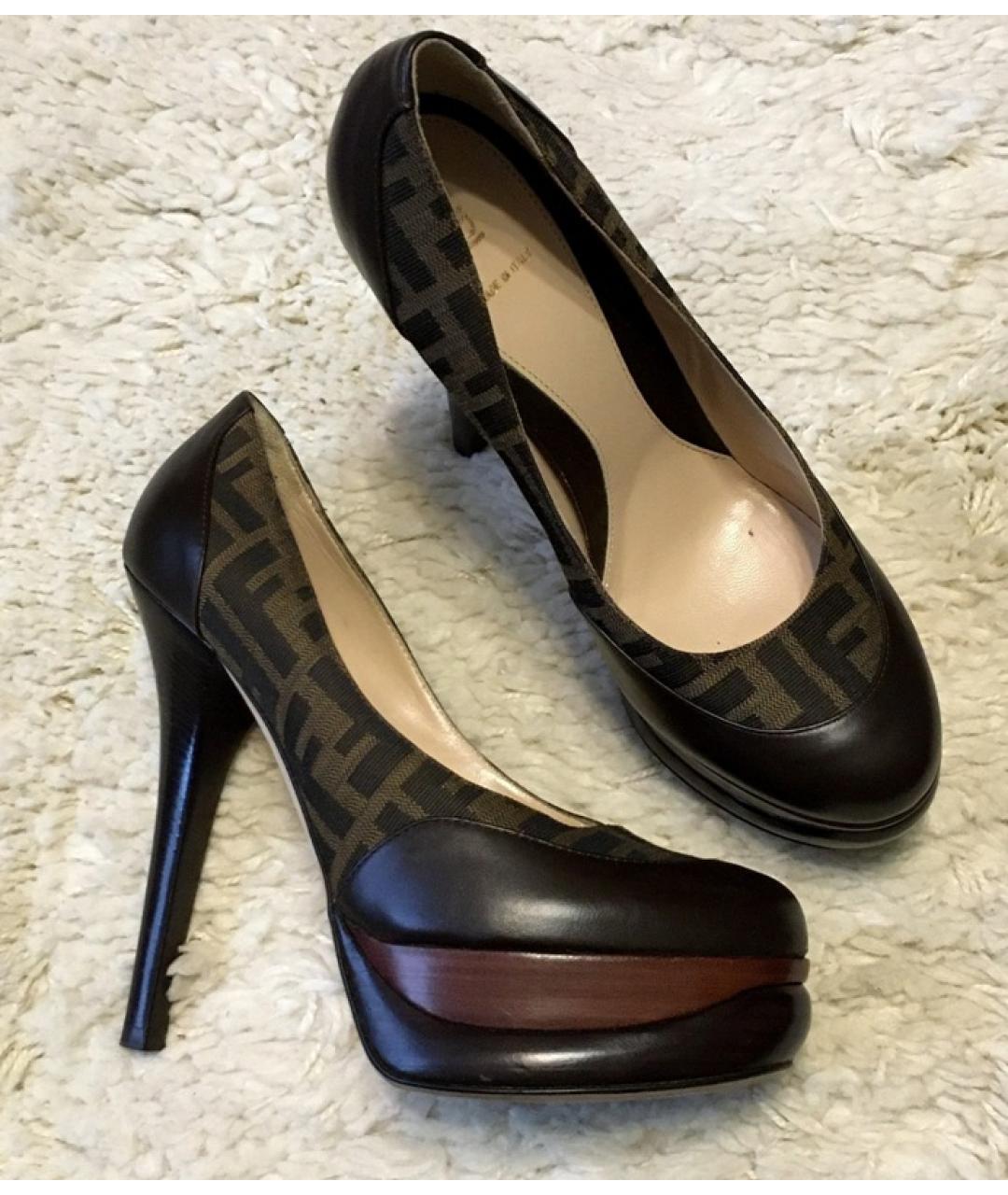 FENDI Коричневые кожаные туфли, фото 6