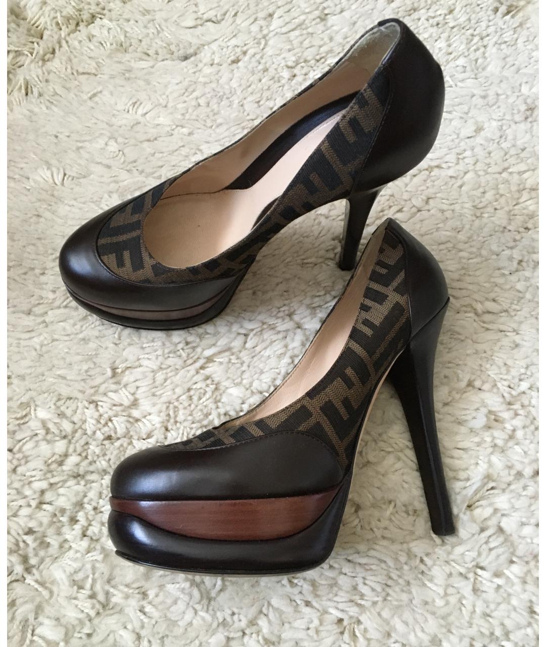 FENDI Коричневые кожаные туфли, фото 8