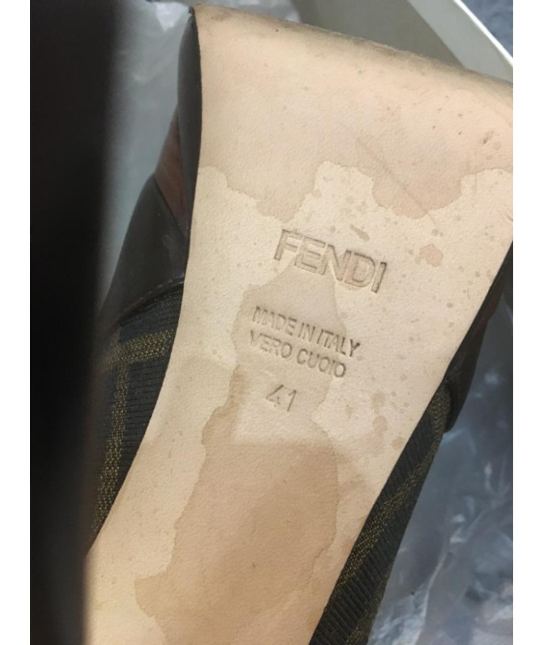 FENDI Коричневые кожаные туфли, фото 5