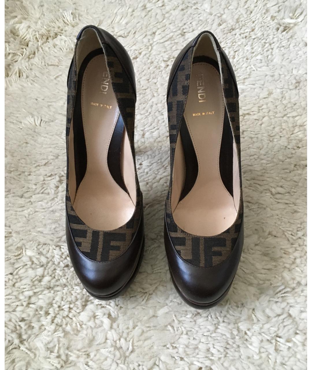 FENDI Коричневые кожаные туфли, фото 2