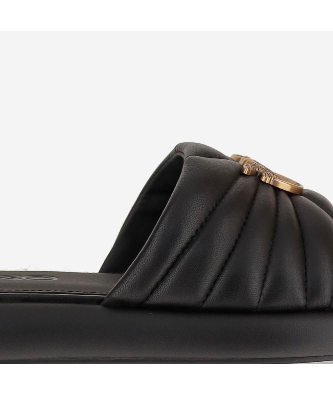 PINKO Черные кожаные шлепанцы, фото 5