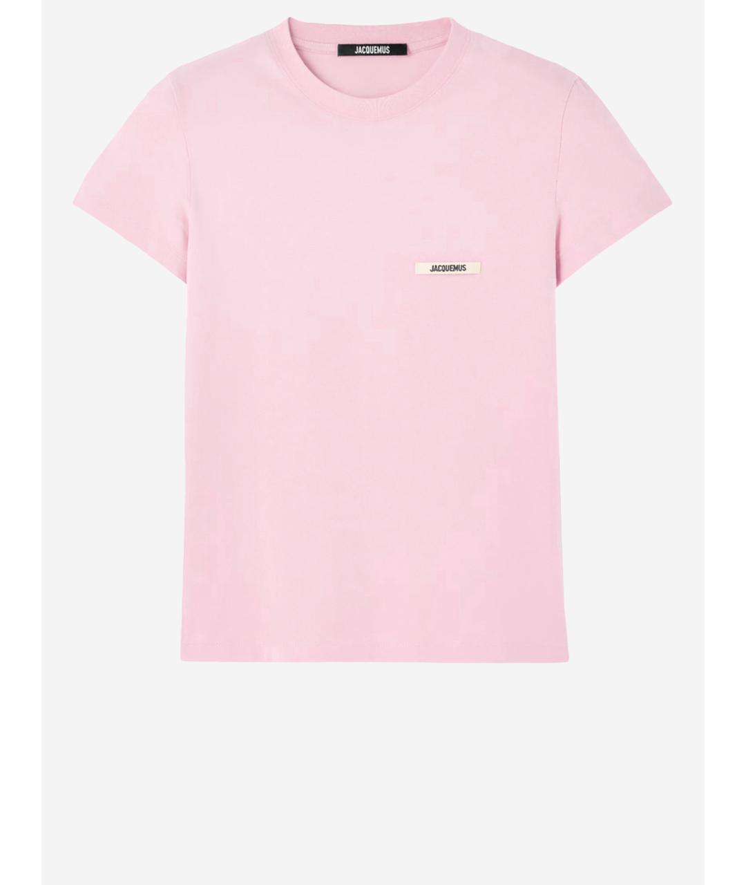 JACQUEMUS Розовая хлопковая футболка, фото 4