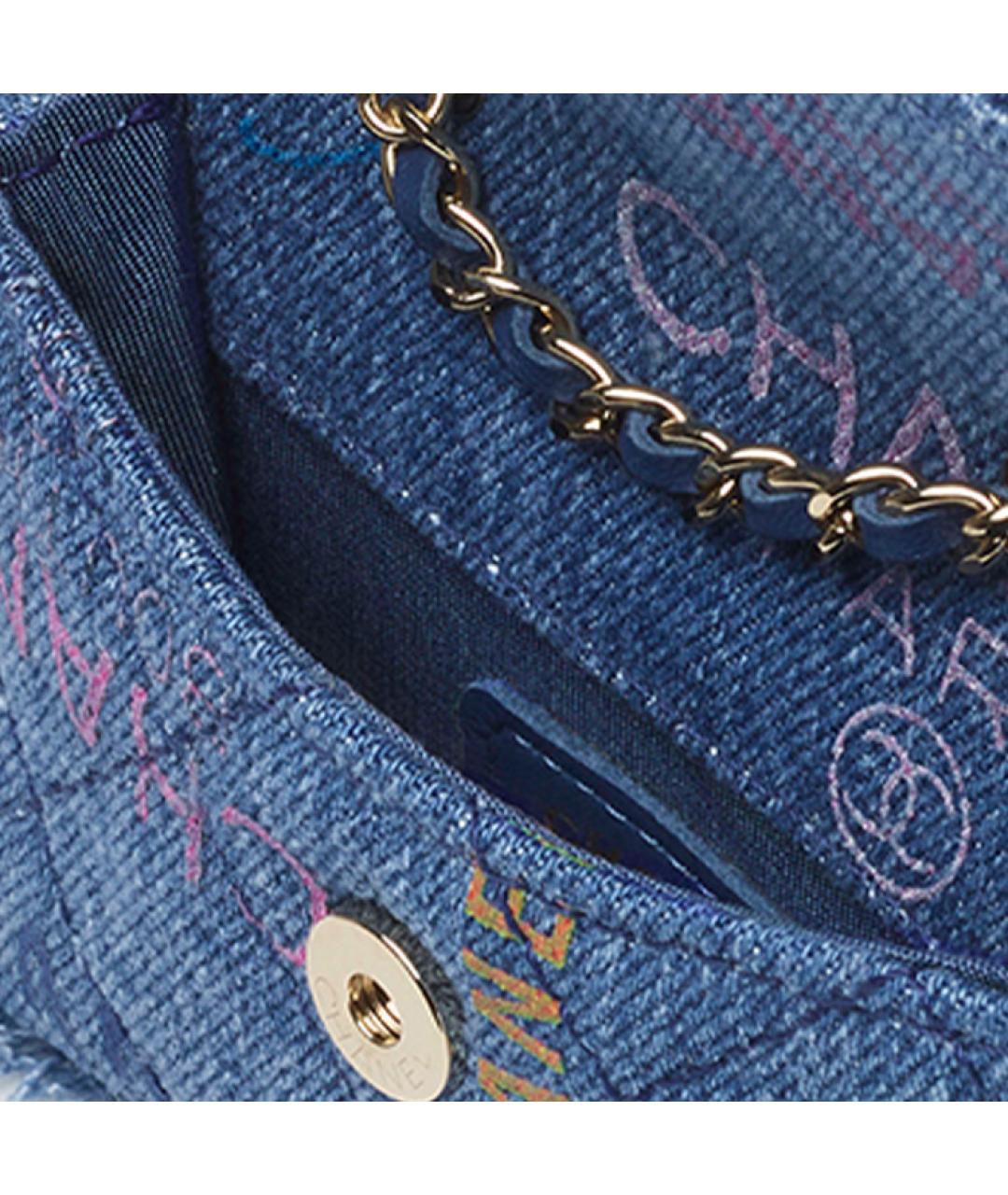 CHANEL Синяя тканевая сумка через плечо, фото 3