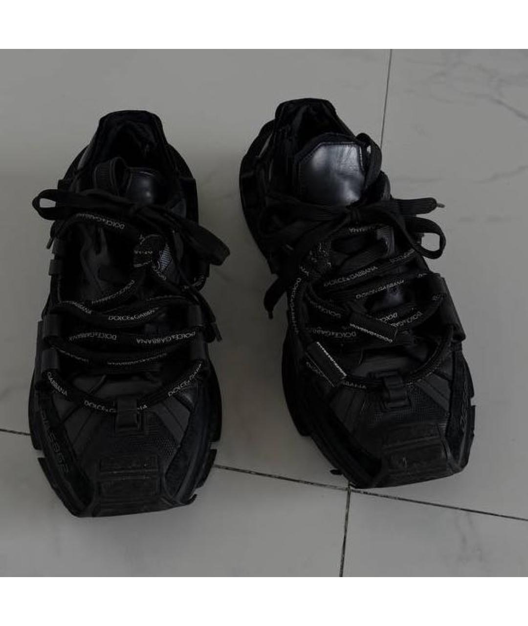 DOLCE&GABBANA Черные текстильные низкие кроссовки / кеды, фото 2