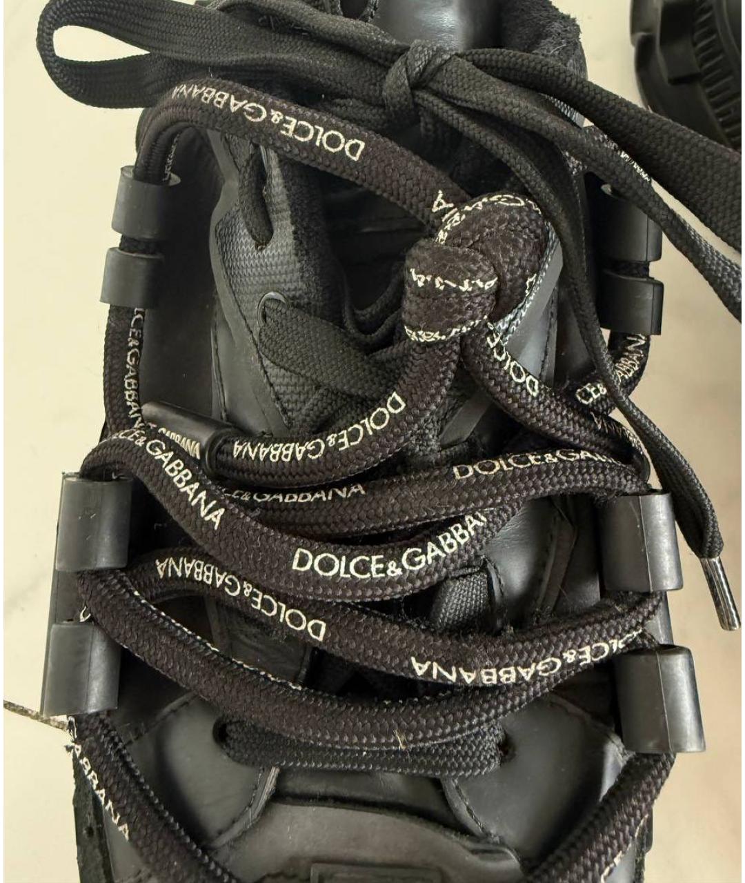 DOLCE&GABBANA Черные текстильные низкие кроссовки / кеды, фото 3