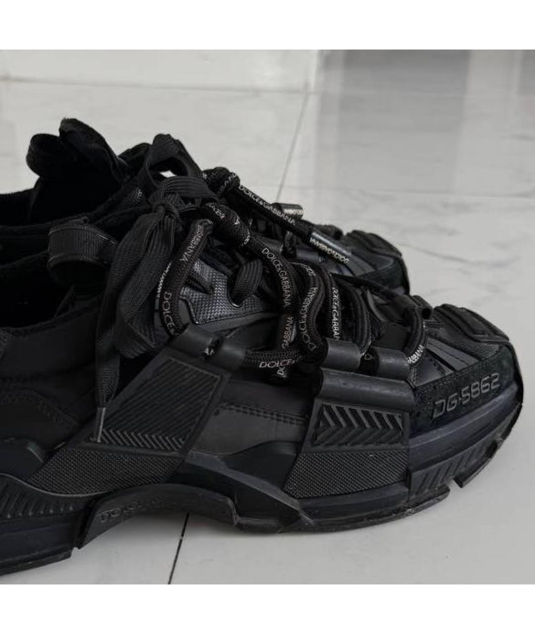 DOLCE&GABBANA Черные текстильные низкие кроссовки / кеды, фото 6