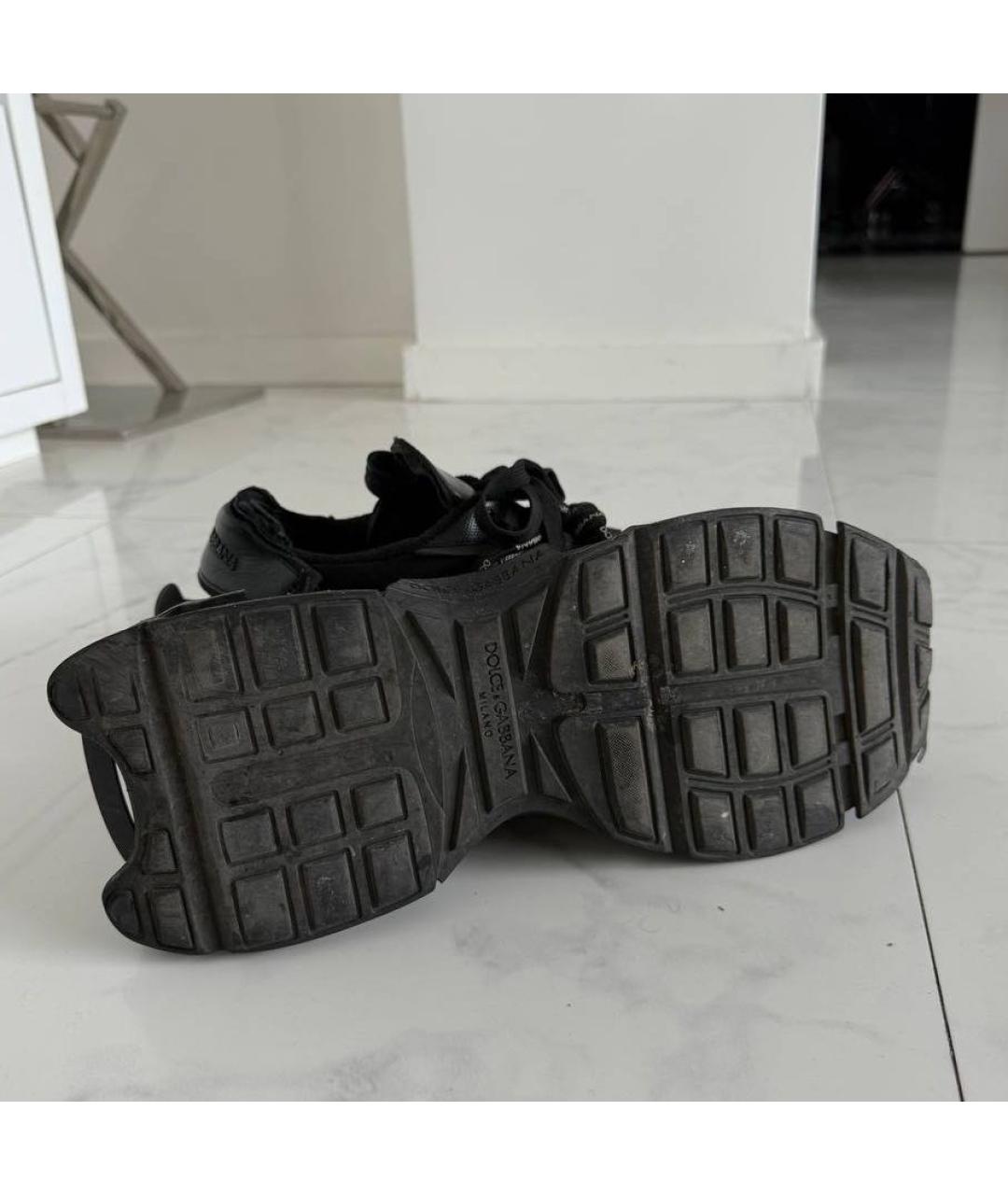 DOLCE&GABBANA Черные текстильные низкие кроссовки / кеды, фото 5